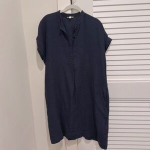 Eileen Fisher linen dress, navy, size small